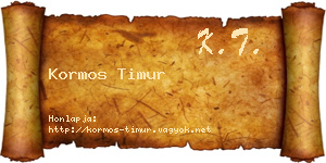 Kormos Timur névjegykártya